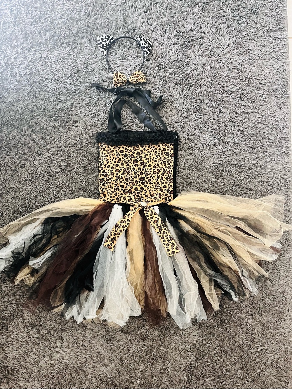 Halloween kids Cheetah Tulle Tutu Dress with Headband - Kids Costume